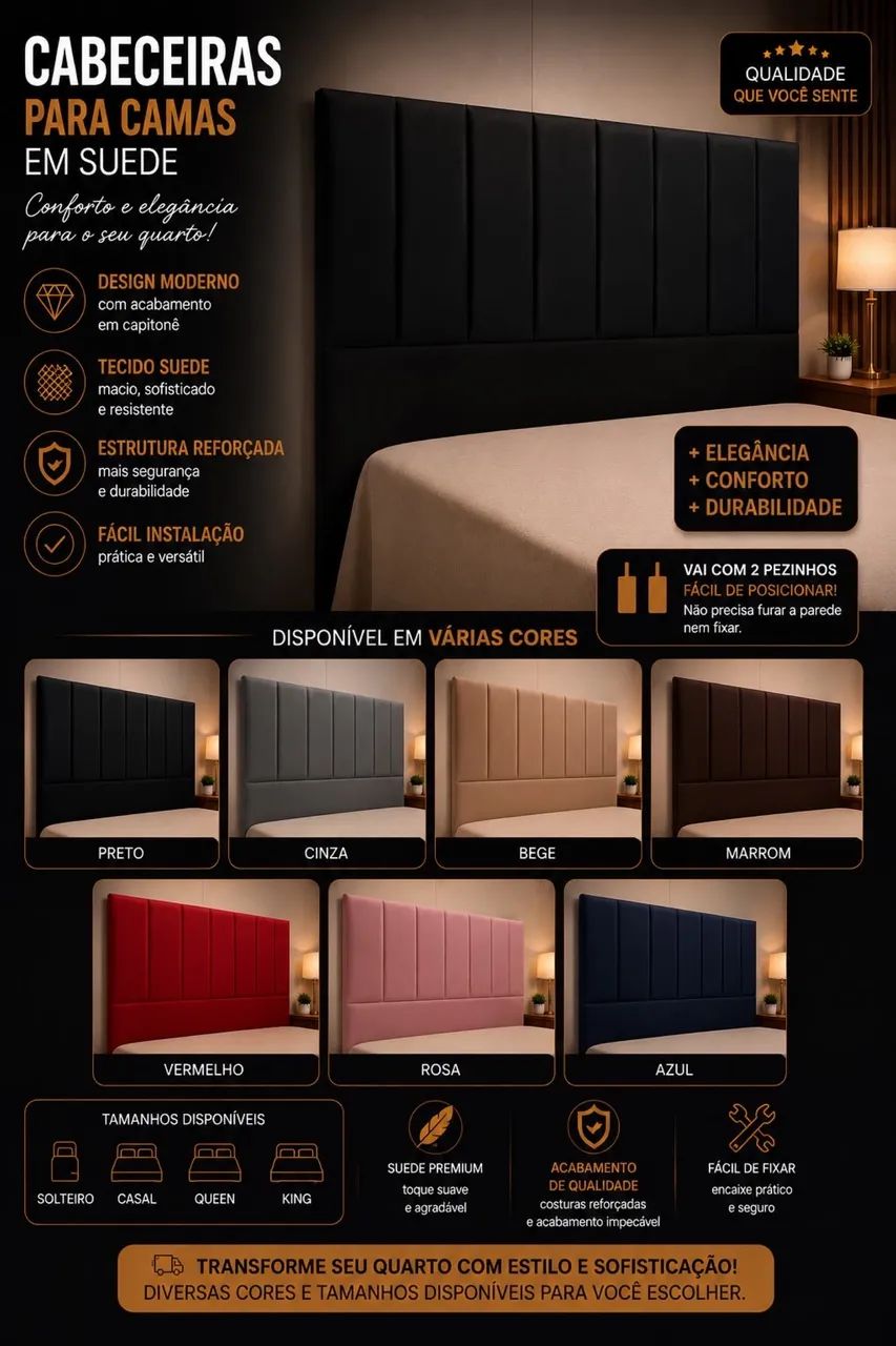 CABECEIRA DE CAMA EM SUEDE - A PARTIR DE R$ 140,00!  - Foto 2