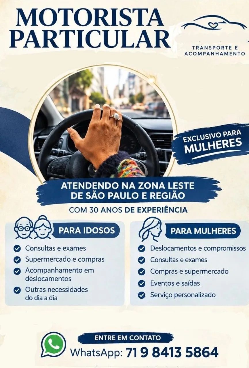 Motorista particular para mulheres e idosos 