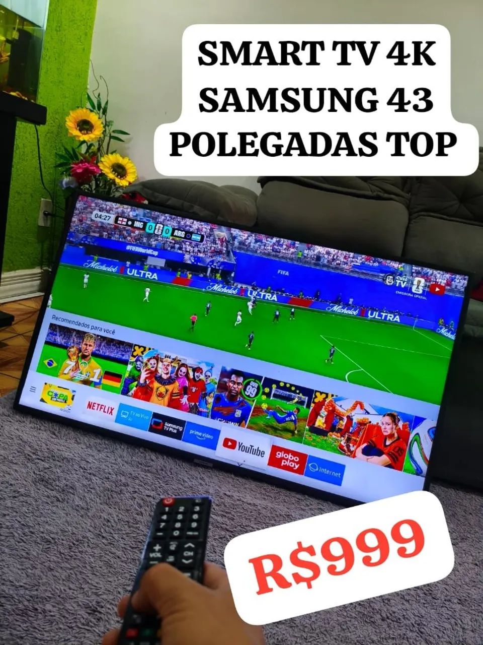 SMART TV 4K SAMSUNG 43 POLEGADAS TOP PERFEITA 3 BARATA R$999.