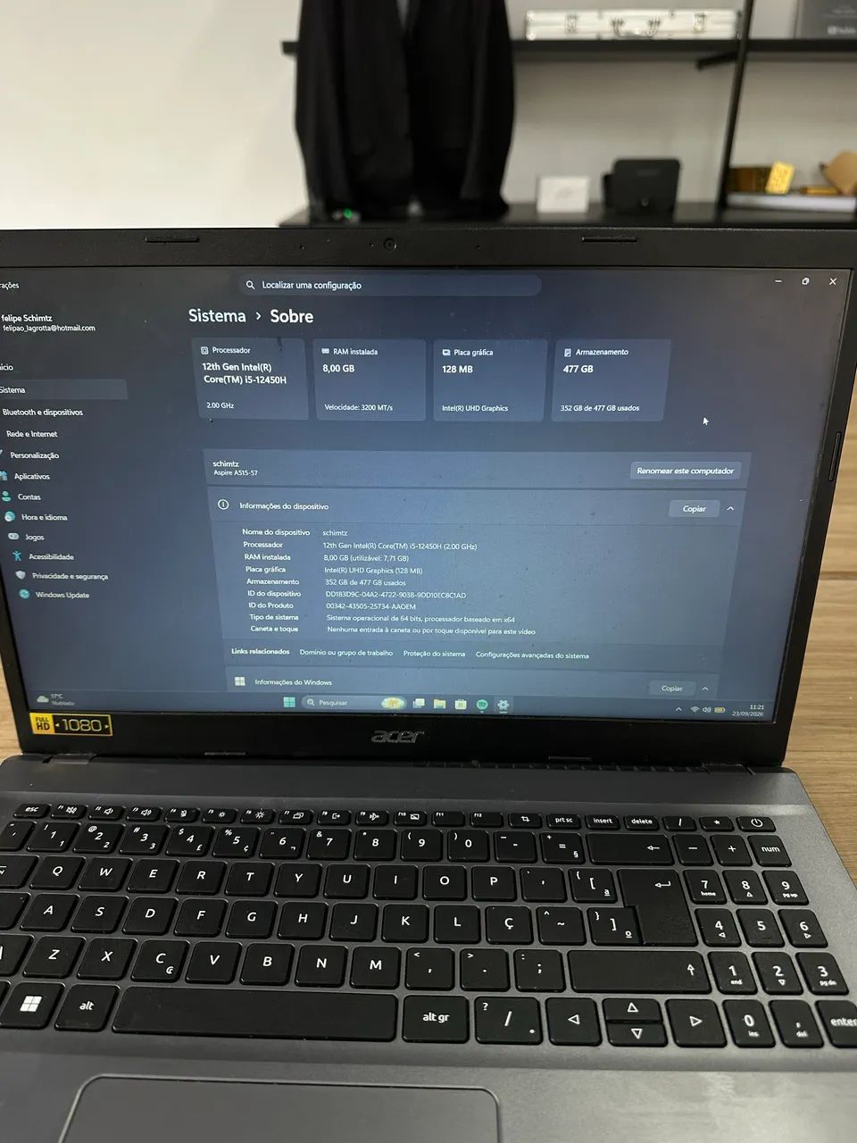 Notebook ACER ASPIRE 5 A515-57 / i5 12th / 8Gb RAM / 512 SSD - Foto 5