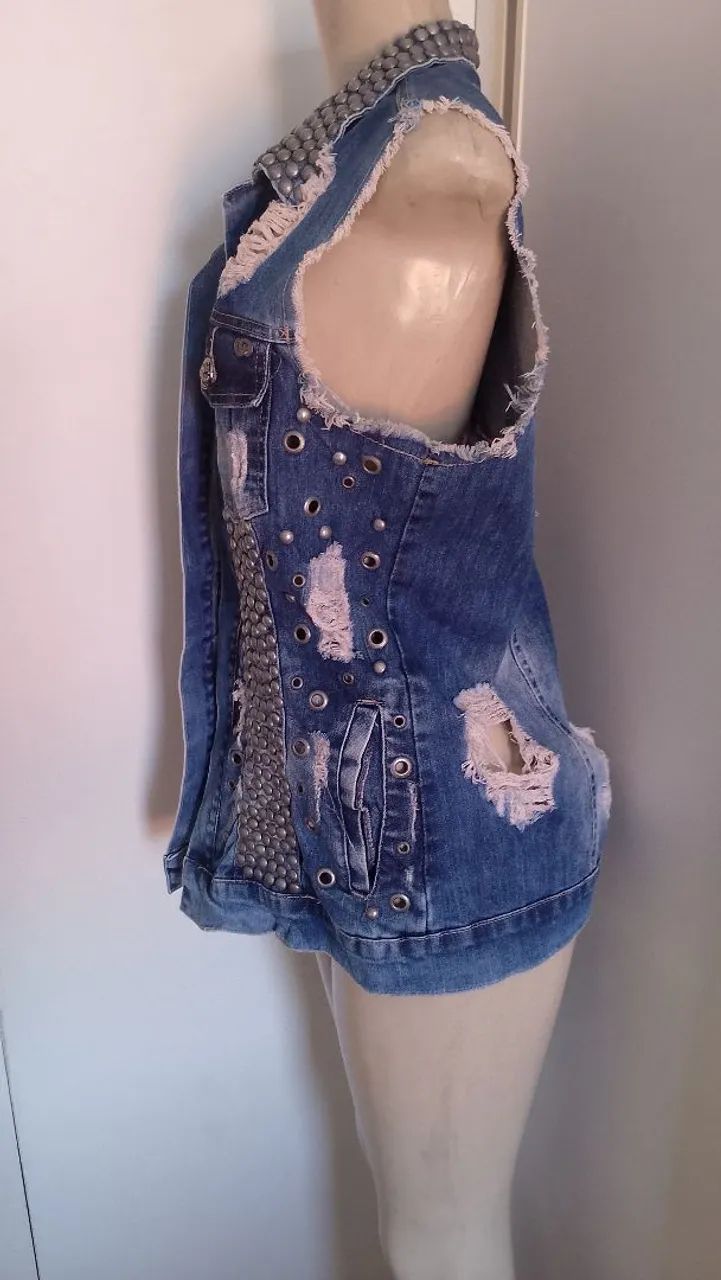 Colete jeans com aplicações G - Foto 2