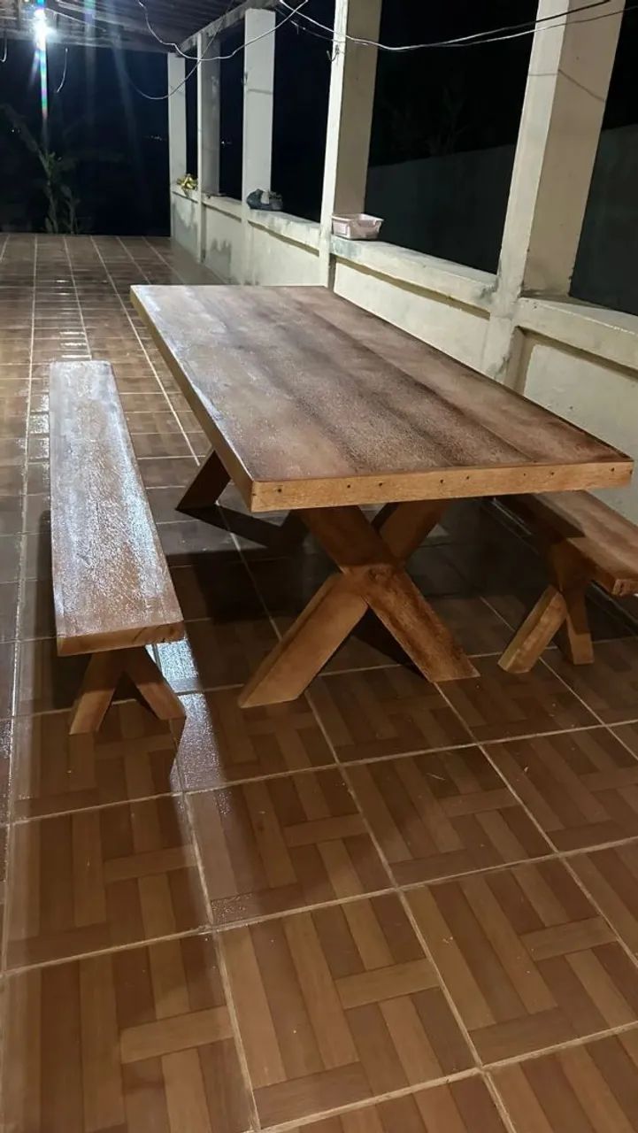 Messa rústica de madeira maciça 