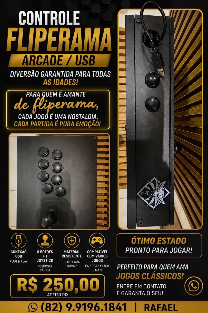 Controle fliperama USB 