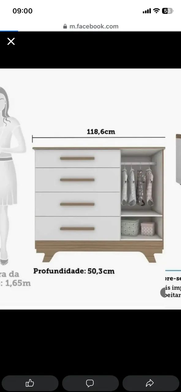Kit cômoda + berço + colchão  - Foto 2