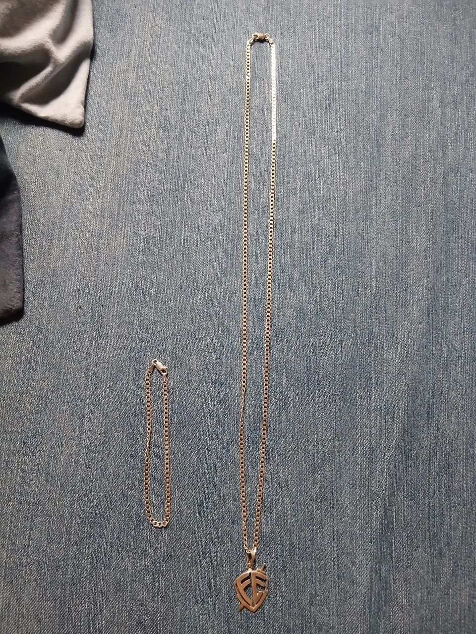 Corrente de Prata  925  com Pulseira e Escudo da Fé 