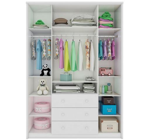 Frete Grátis* Roupeiro Infantil Guarda Roupas 4 Portas 3 Gavetas - Rafa *NOVO - Foto 3
