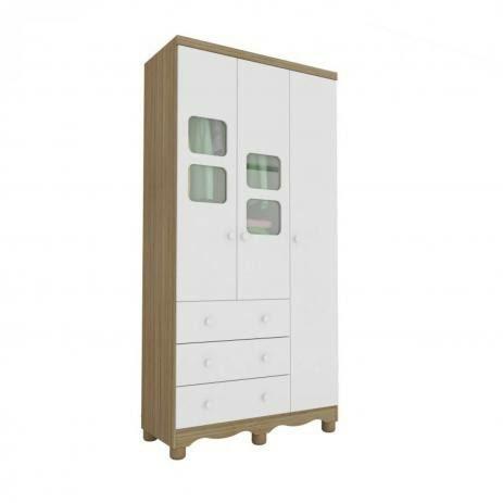 Roupeiro Uli 03 Portas 100% MDF - Peroba - Foto 2