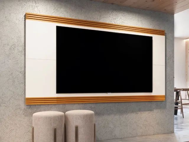Painel Ripado 75? - Off White/Cedro l54