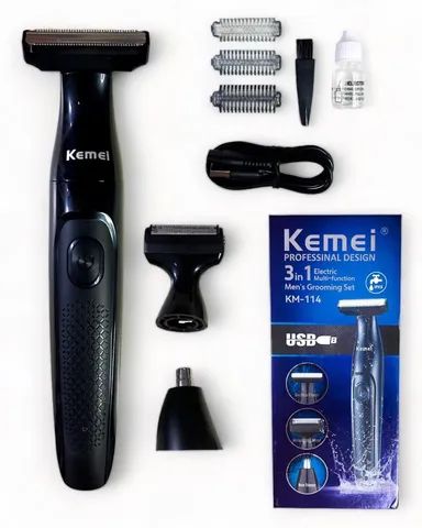 Máquina de Barbear 3 em 1 Kemei KM-114 