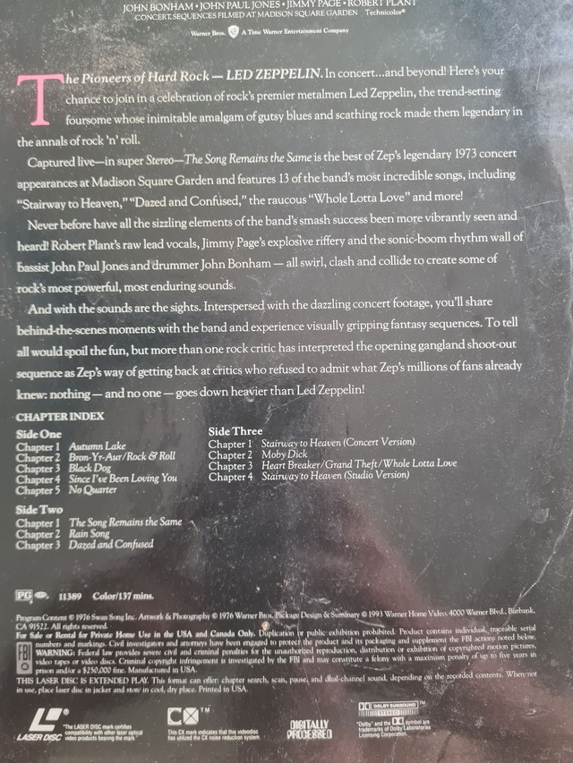 LD Led Zeppelin - The Song Remains The Same (Laser Disc) - Foto 5