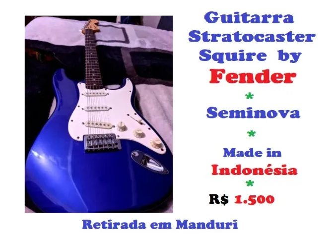Guitarra Squier Stratocaster (by FENDER) Made in Indonésia (Seminova)