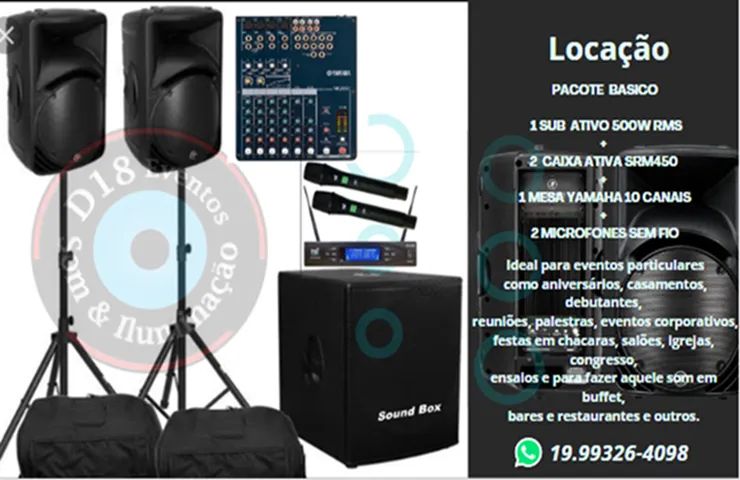 Aluguel de equipamento de som, Caixa ativa, Projetor e Telão para Igreja e Eventos - Foto 3