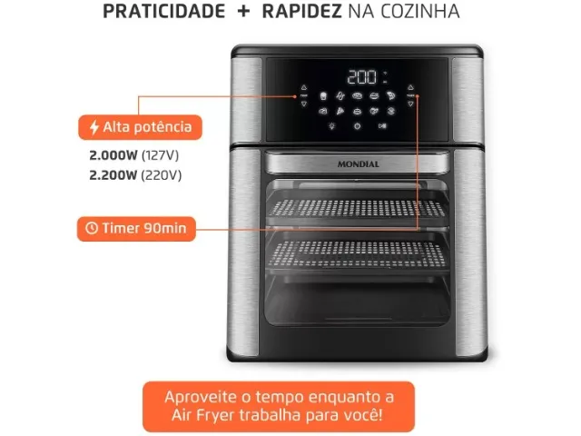 Fritadeira Elétrica sem Óleo/Air Fryer Mondial Forno