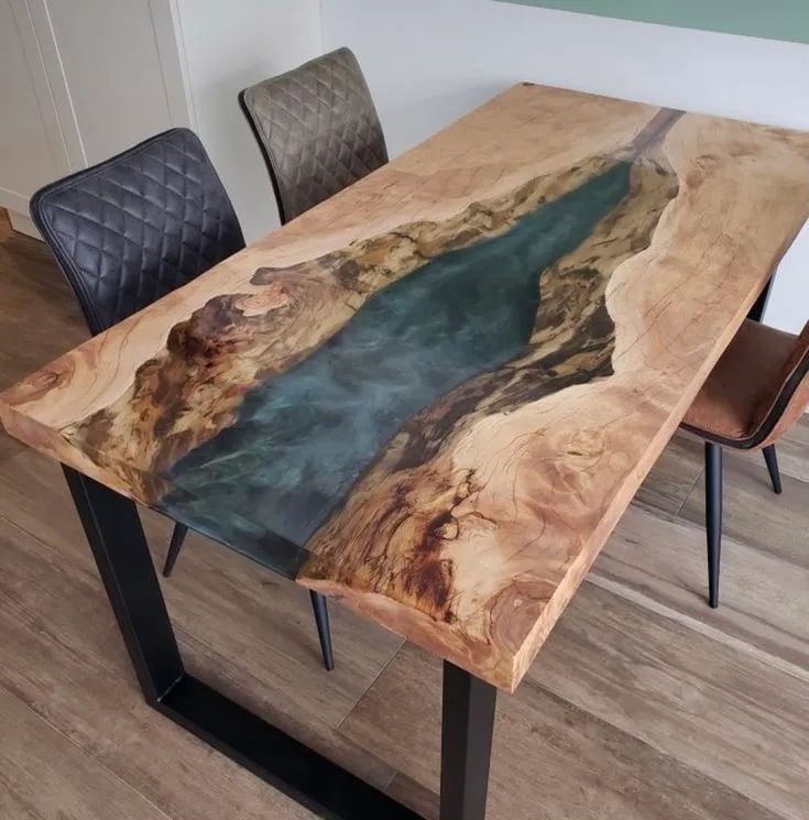 Mesa em madeira maciça com resina epóxi - Foto 5