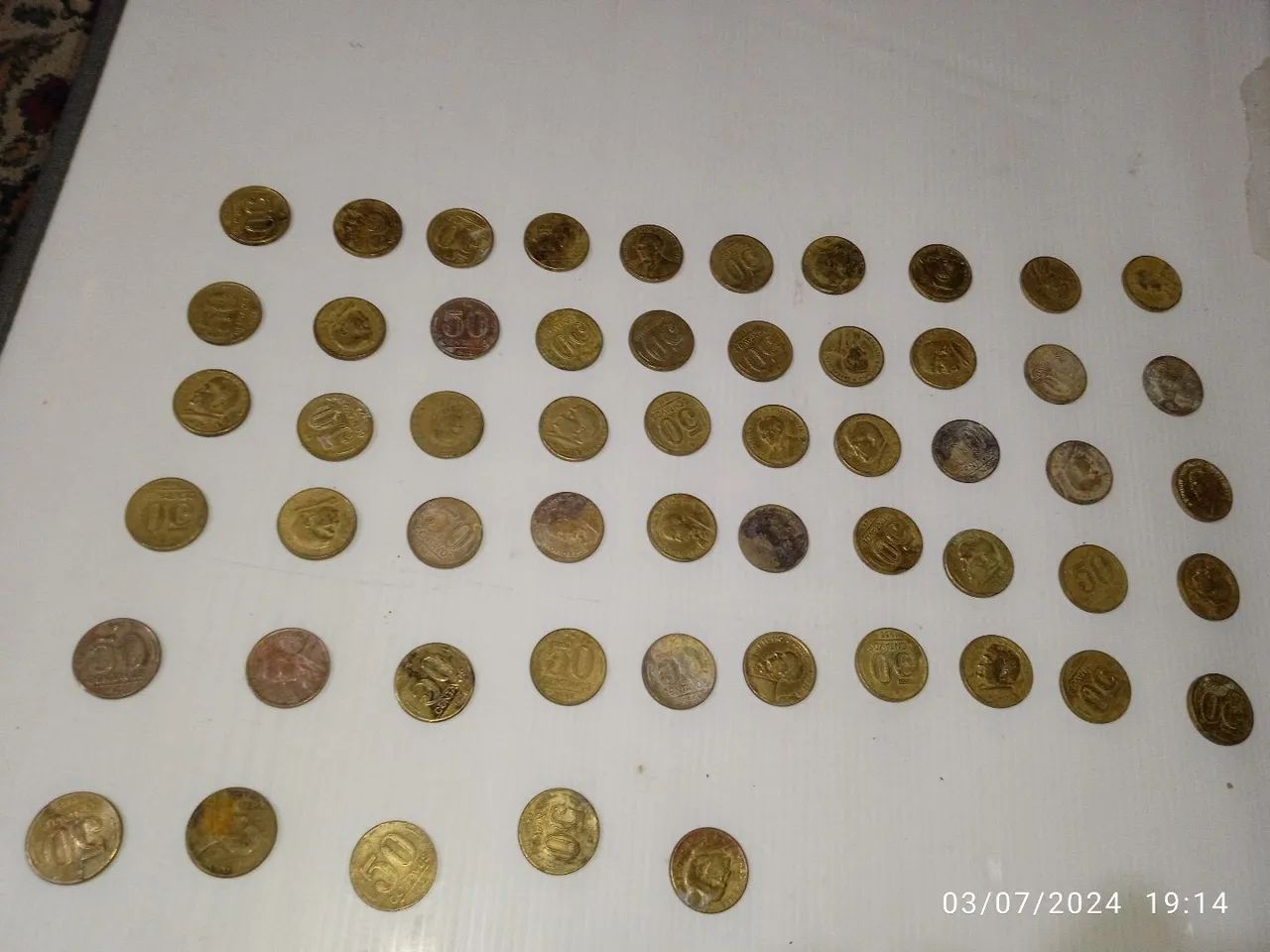 Moedas nacionais de 0,50 centavos décadas de 40 e 50 kit com 55 peças 