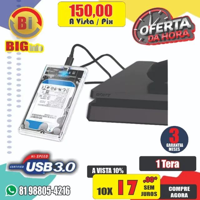 Hd Externo 1tb Slim Portátil Usb 3.0 Para Ps4 Ps5 Xbox Pc