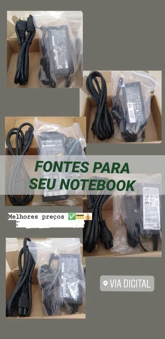 Fonte/Carregadores para Notebook de varios modelos novos com garantia 