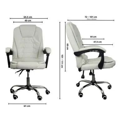 Cadeira De Escritório Presidente Reclinável Ergonômica - Branco - Foto 3