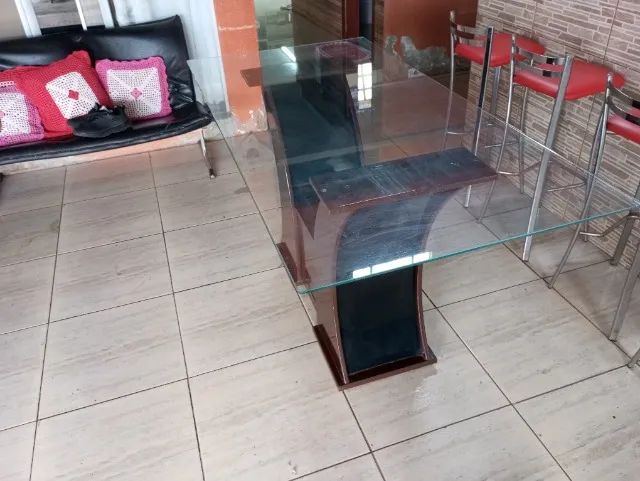 Mesa de jantar  de vidro retangular para seis cadeiras - Foto 2