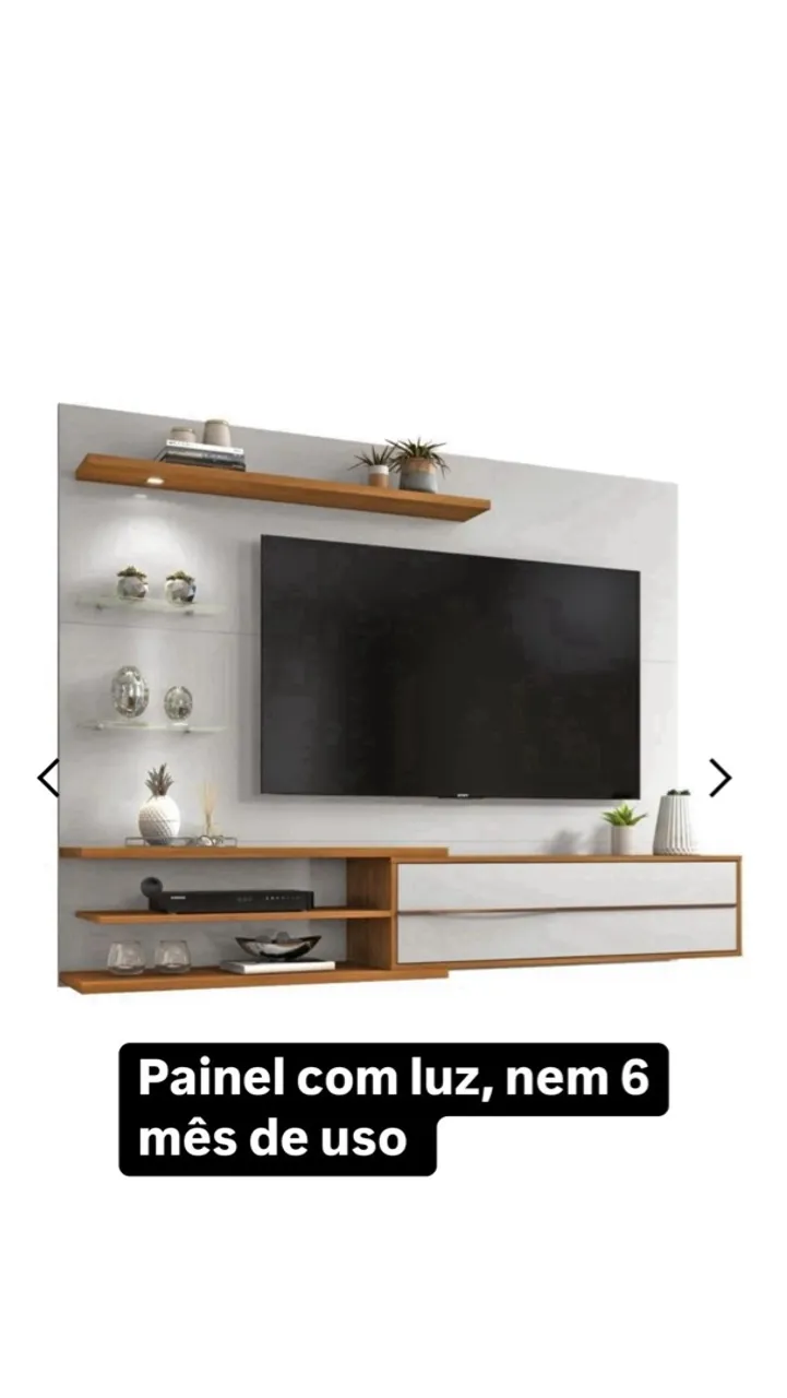 Painel de TV com luz e design moderno - Pouco Uso!