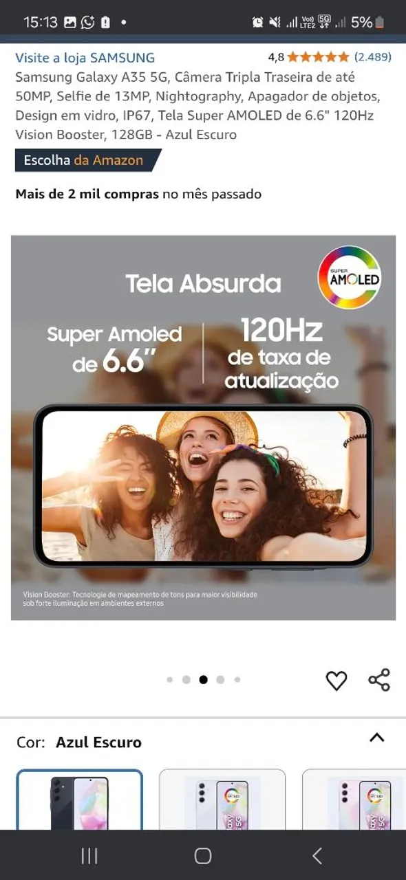 Vendo A 55 na caixa com nota fiscal, valor 1500