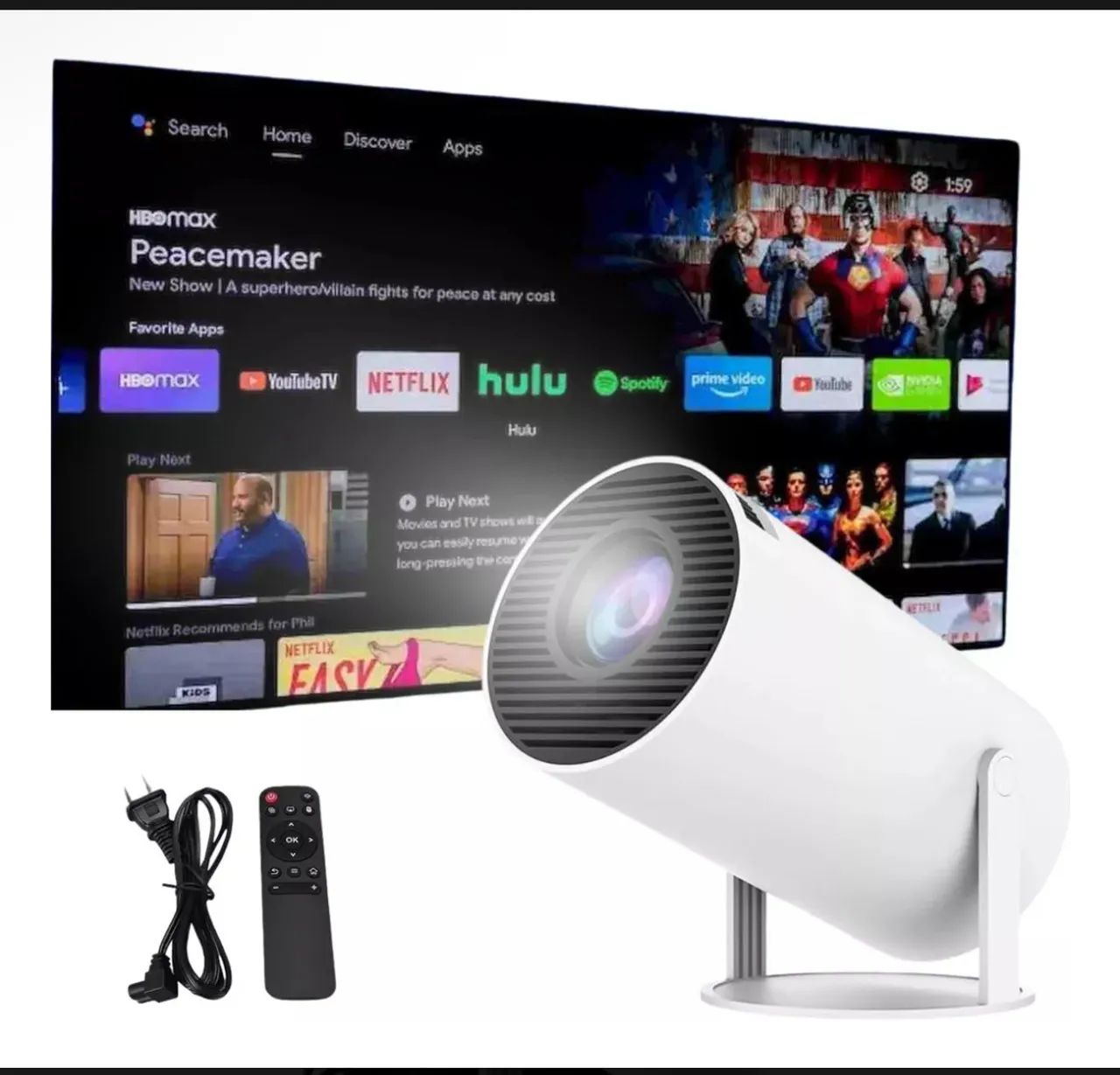 Mini Projetor Portátil Smart HY300 - Branco (110/220V)