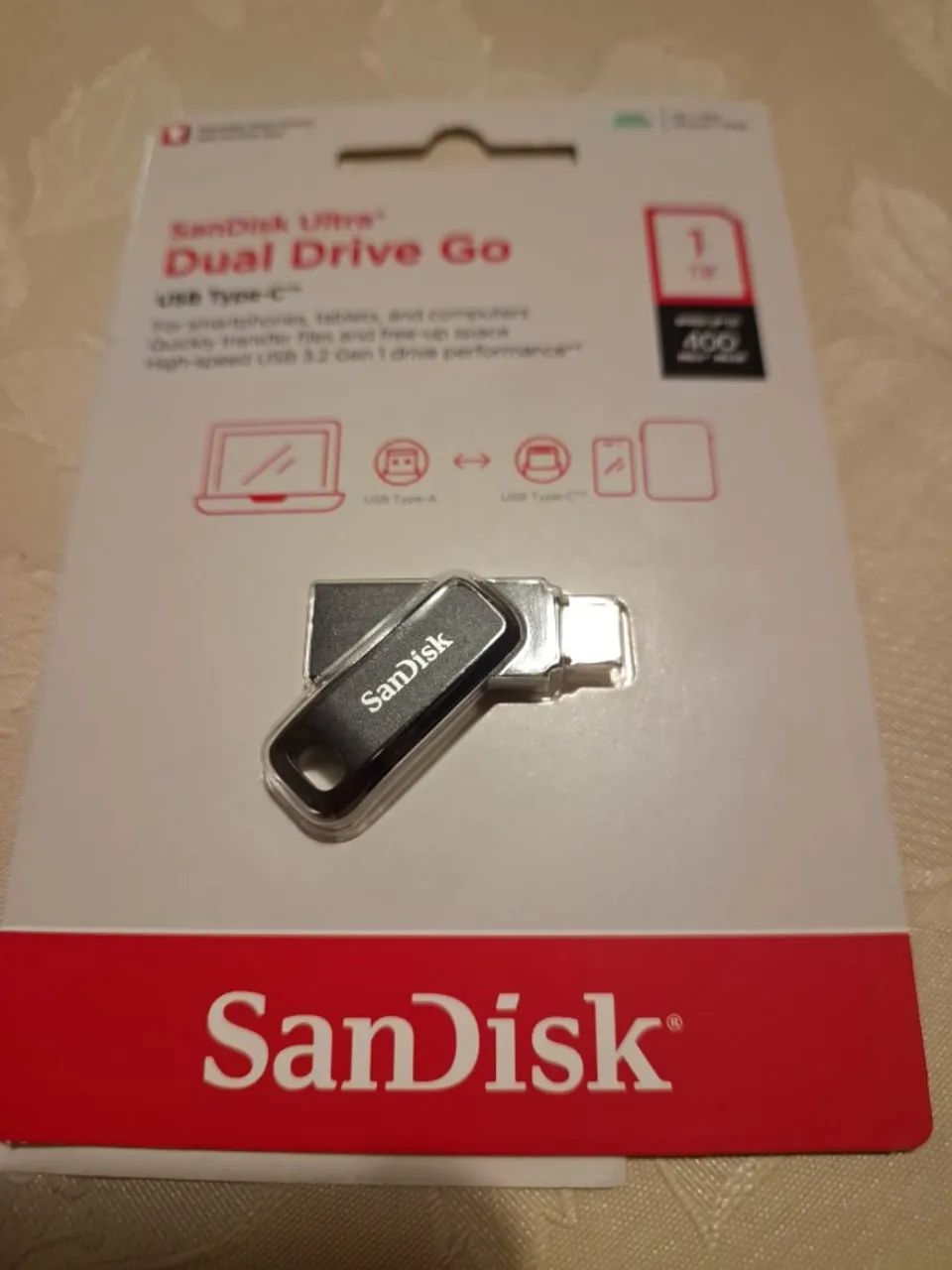 Pen Drive 1TB SanDisk Dual Drive GO, compatível com celular e PC (USB-C/USB-A)- NOVO  - Foto 2