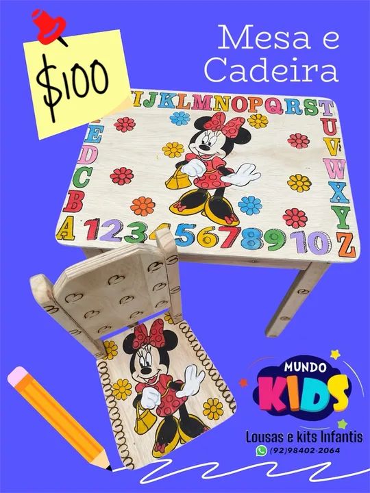 Mesa e Cadeira Infantil 