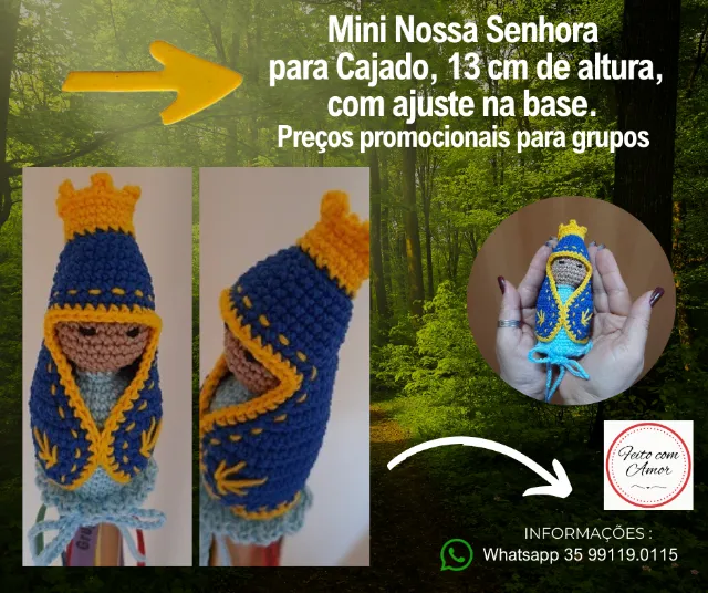 Mini Nossa Senhora Aparecida para cajado - Caminho da Fé