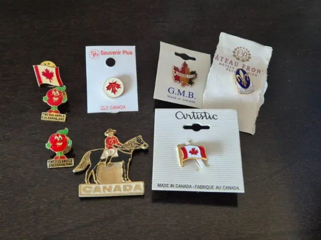 Kit 8 Itens Souvenir Canadá. Imã + Pins / Bottons / Broches