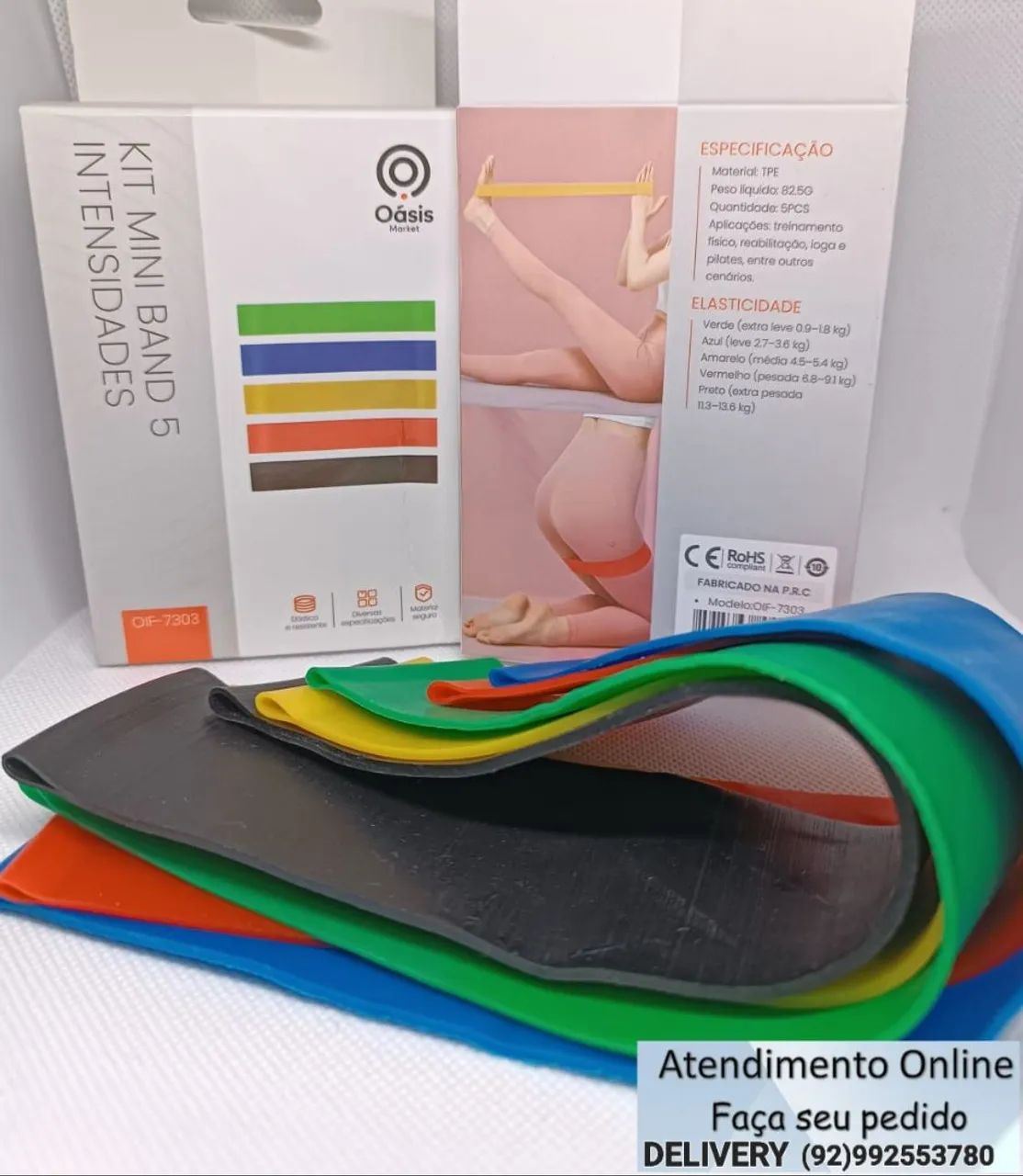 KIT MINI BAND DE FAIXAS ELÁSTICAS PRA EXERCÍCIOS FÍSICOS FUNCIONAL 