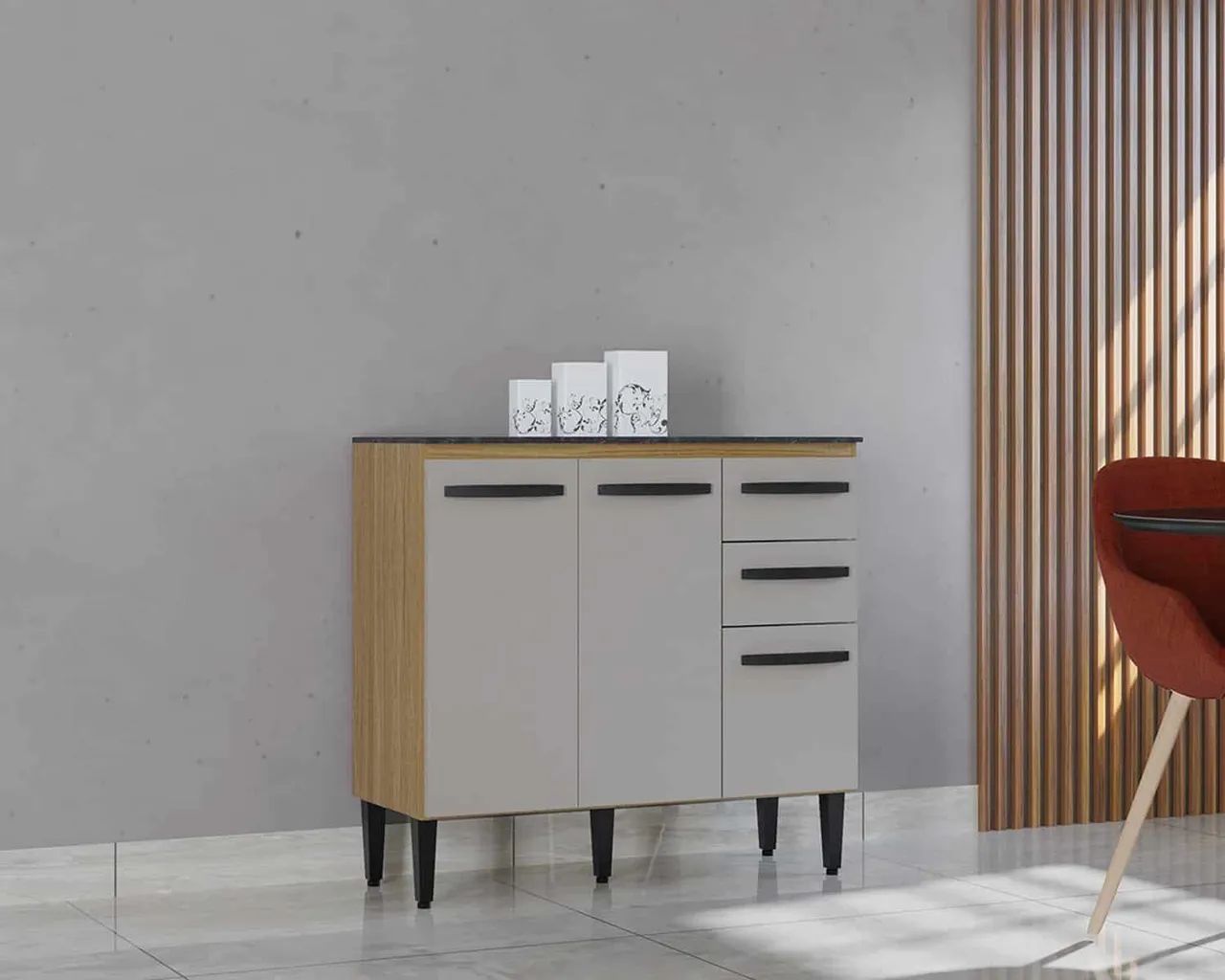 BALCÃO DE COZINHA ISADORA 90 CM - COM TAMPO