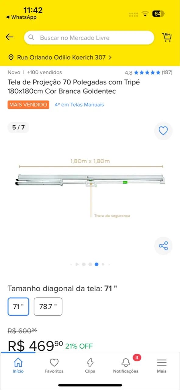 Tela de Projeção 71 polegadas - Foto 3