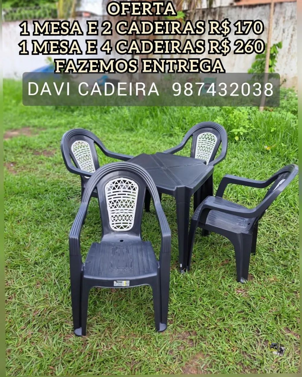 CONJUNTO DE MESA COM CADEIRA ZYW. KMD. 7CM E6X. ENTREGO HOJE 