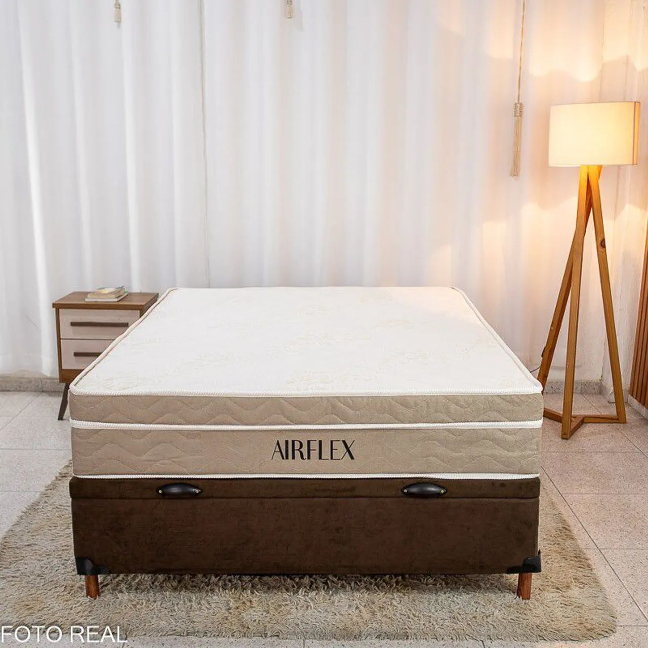 Cama Box Baú casal + colchão Molas ensacadas D33 Airflex 25 cm  - Foto 2