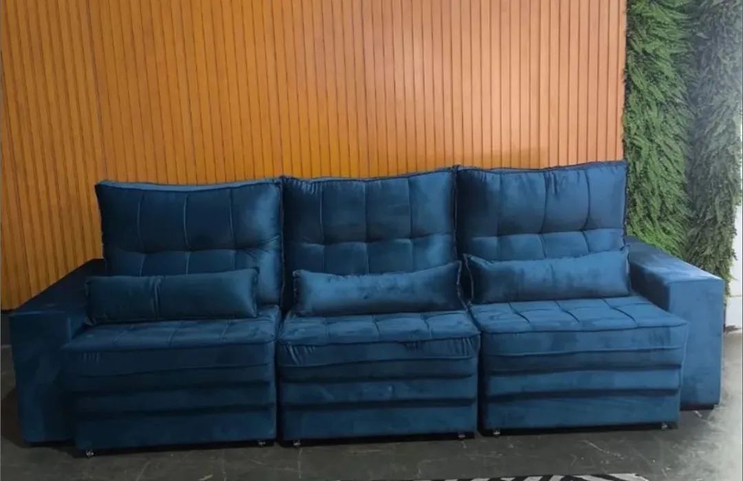 Sofá retrátil reclinável 2,90 confortável e elegante 