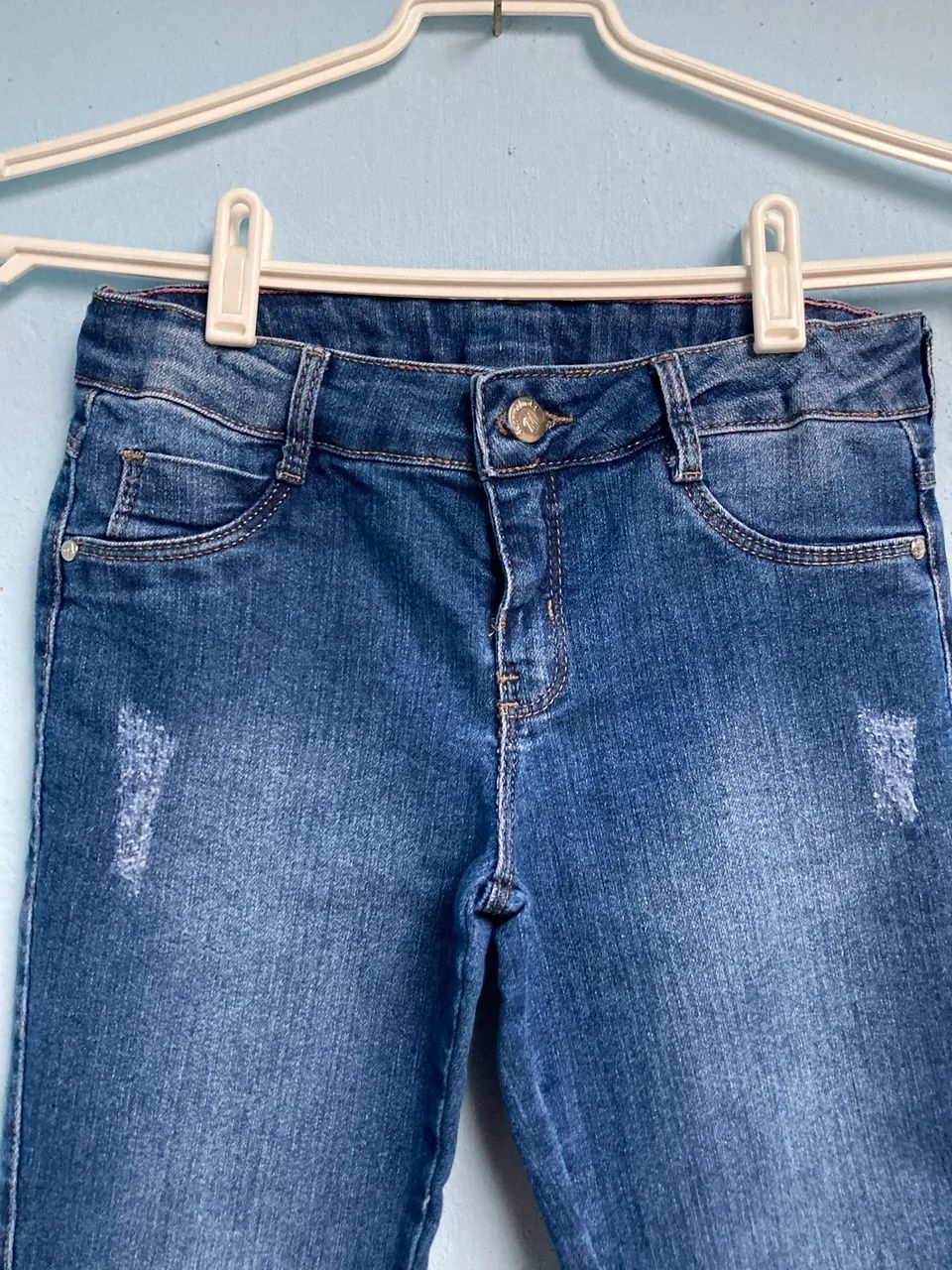 Calça Jeans Infantil Feminina Azul, Tam 10 - Foto 2