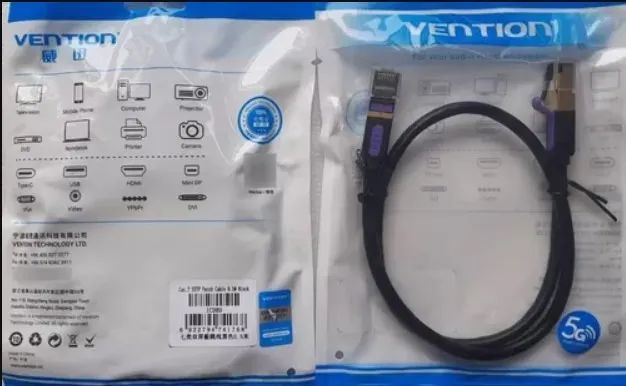 Cabo De Rede Gamer Cat7 RJ45 0,5m - Vention Blindado 10Gbps
