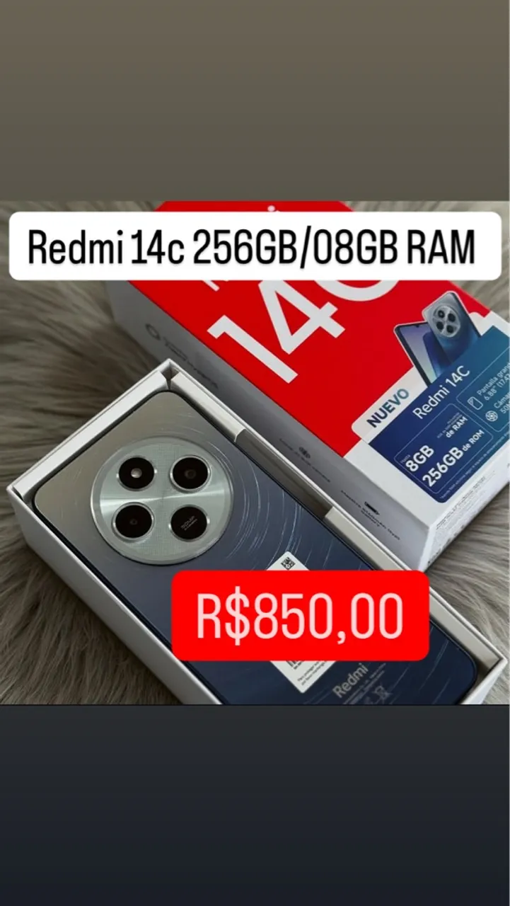 Celular Redmi 14C 256GB/08GB RAM Novo Lacrado Entregamos Garantia