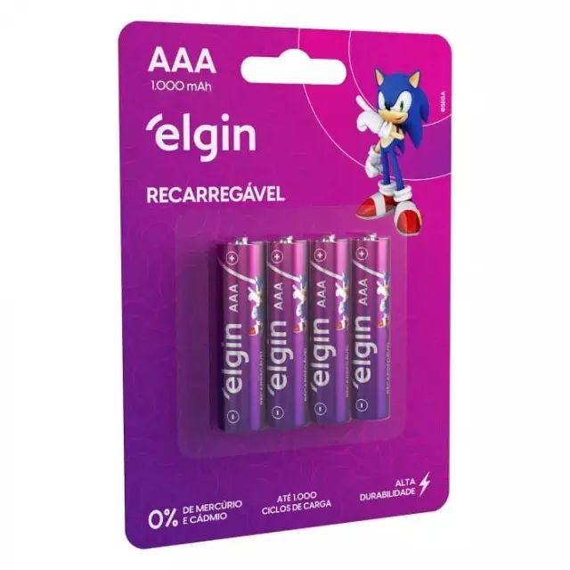 Pilha Recarregavel Aaa Elgin 1000mah C 4 82171 (Entrega Grátis)