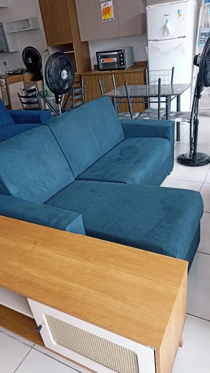 Sofá de Chaise Azul - Novo - Foto 2