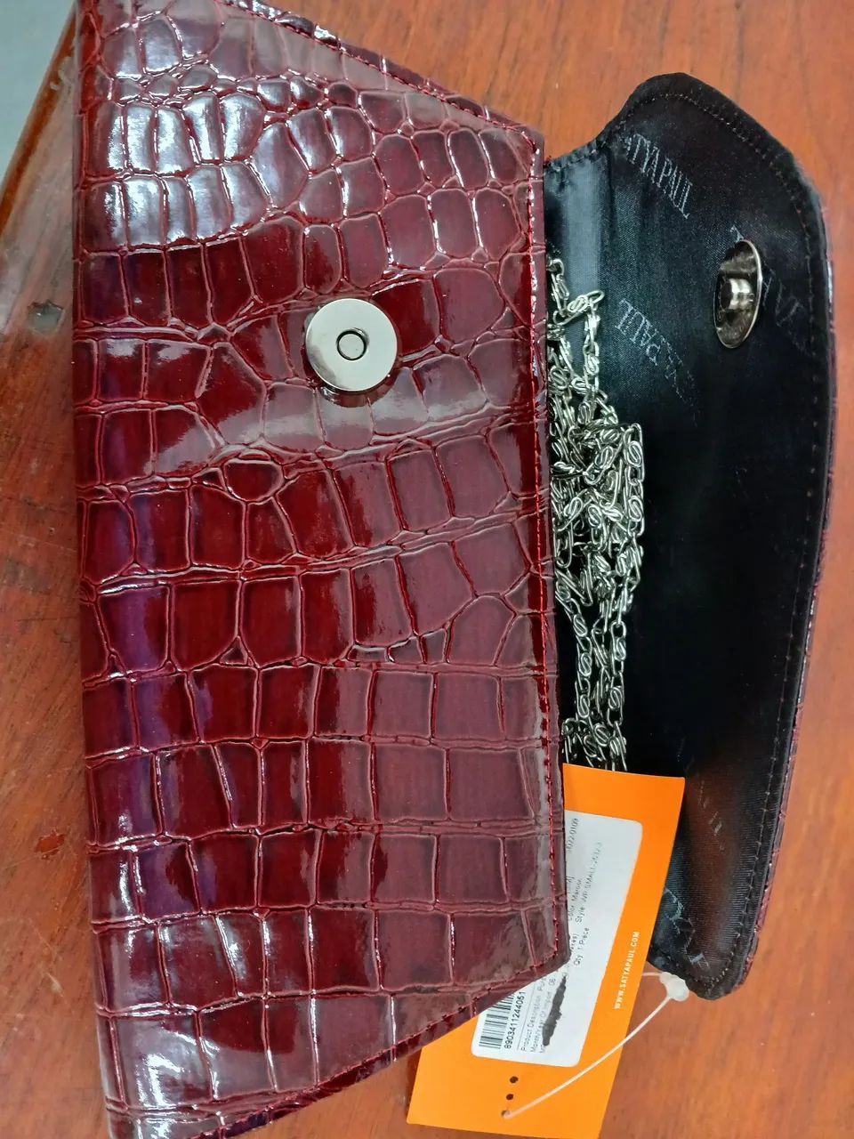 Bolsa de mão em couro croco marrom - Foto 2