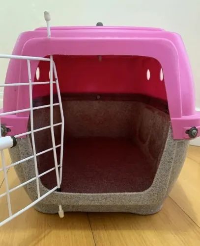 Caixa Transporte Cães E Gatos Rosa Até 15kg Super Resistente
