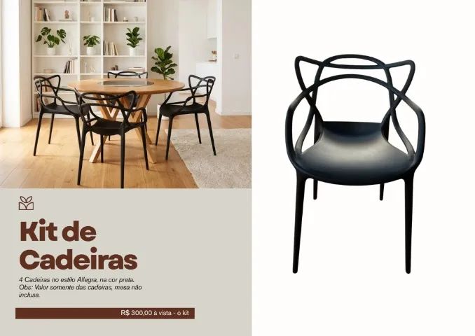 Kit 4 Cadeiras Allegra - Preta