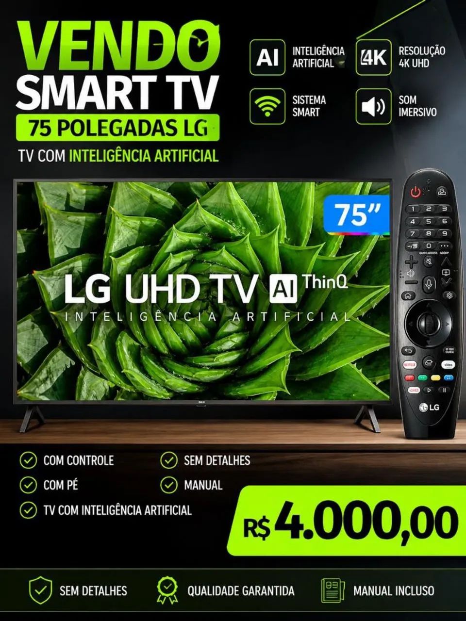 Tv 75 polegadas smart 