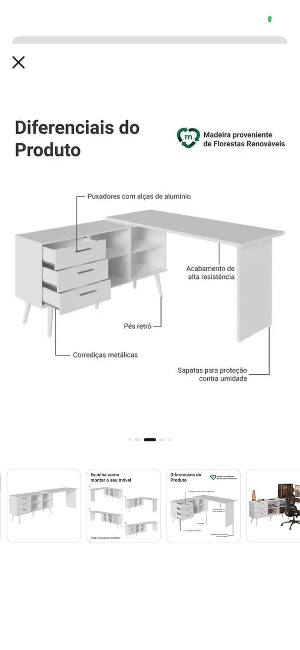 Escrivaninha Mesa Branca  - Foto 4