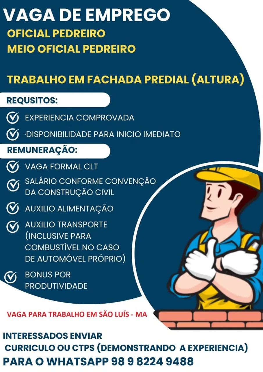 Vaga para oficial e meio oficial