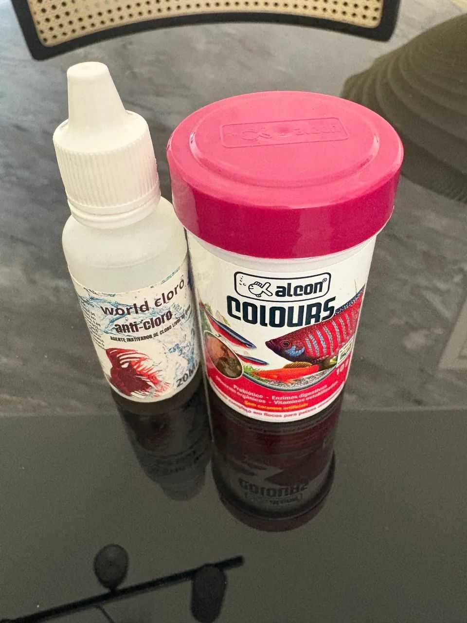 Alimento ração em flocos para peixes+ anti cloro