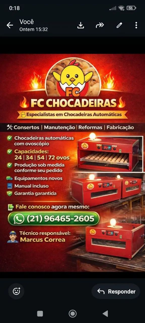 Chocadeira automática com ovoscópio 