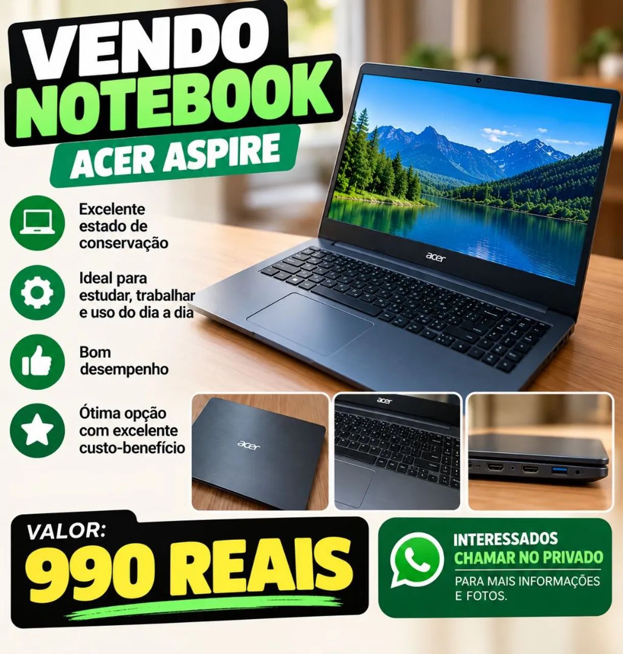 Notbook ACER. Excelente. 